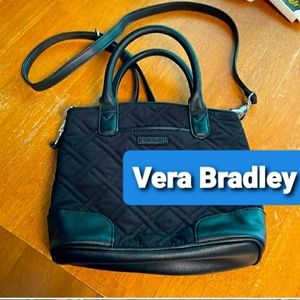 Vera Bradley black quilted leather trim purse crossbody perfect condition